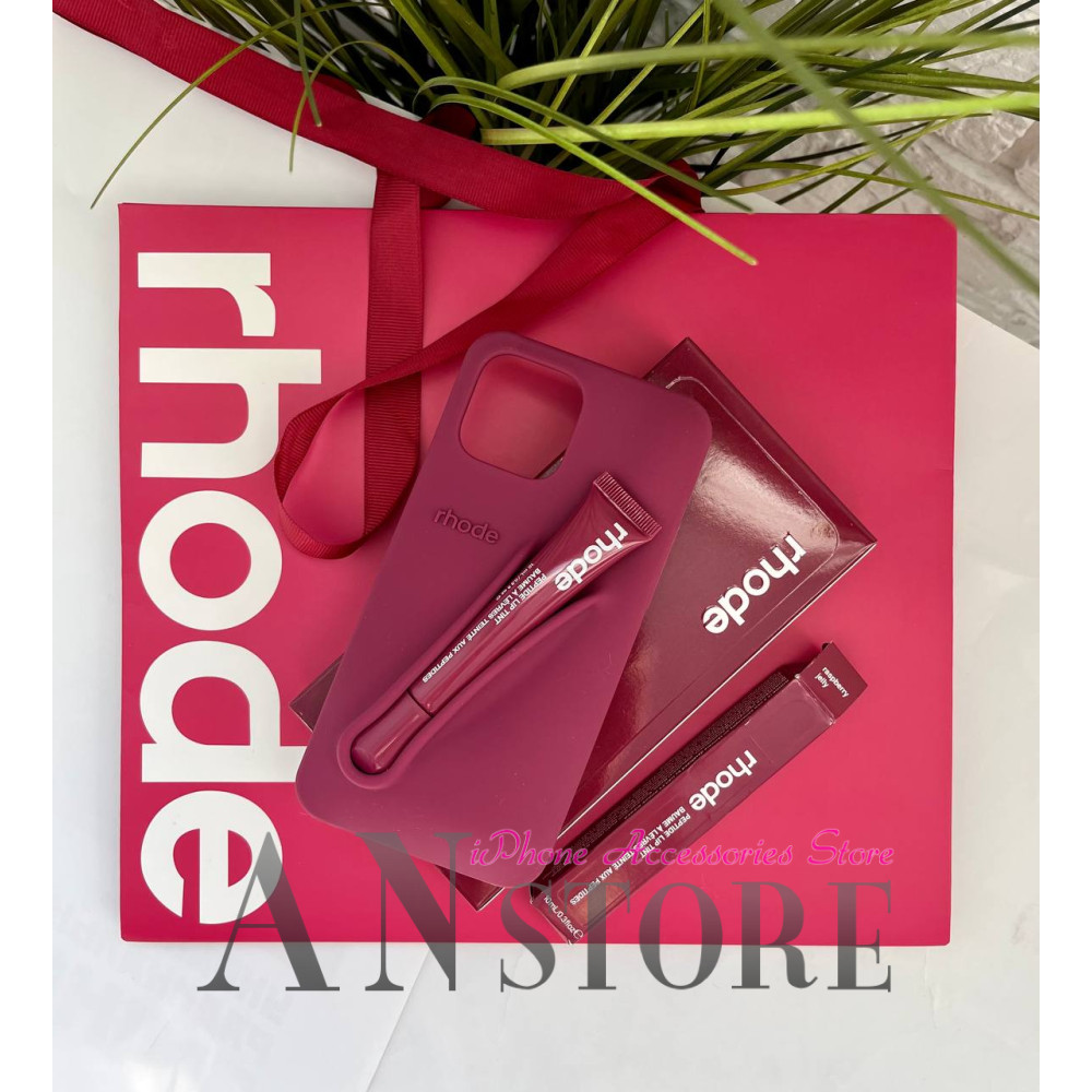Чохол rhode на айфон 12 про з блиском  lip Case Raspberry Jelly 